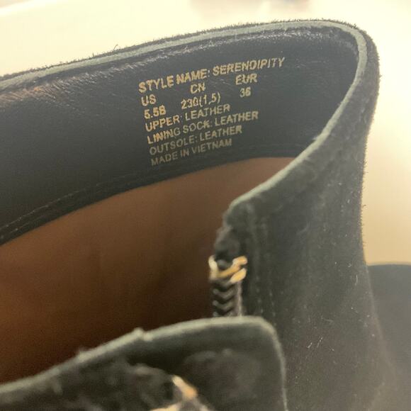 Kate Spade Black Suede Ankle Boots Size US 5.5 Studded Block Heel Serendipity - Picture 8 of 12